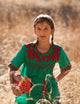 Green & Red Embroidered Tunic Blouse - Tomato Superstar