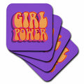3dRose Colorful Design with a Text of Girl Power - Coasters (cst-365379)