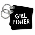3dRose Key Chains Girl Power. Bold white lettering on black background. (kc-323326-1)