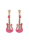 Pink Electric Guitar Earrings